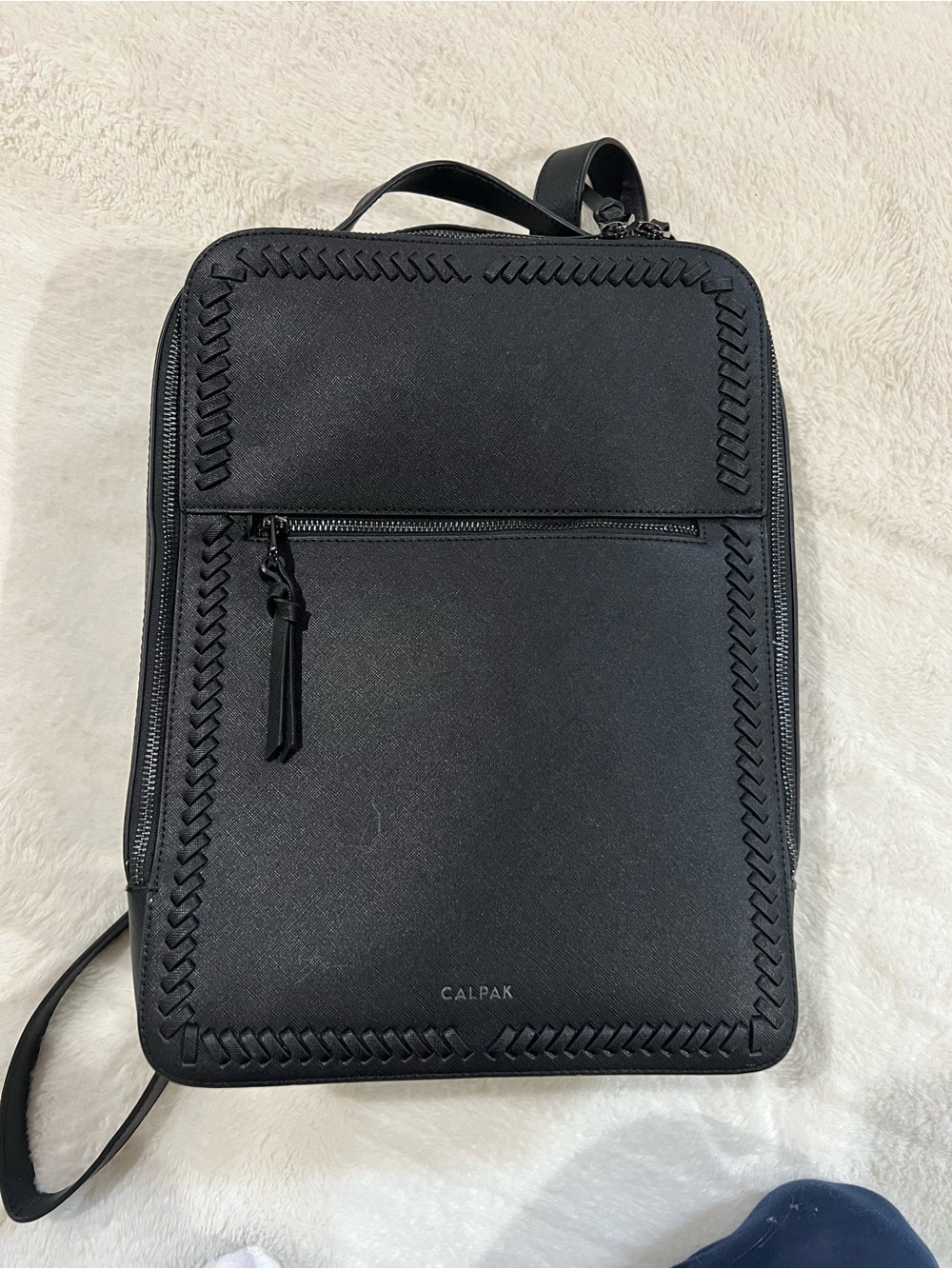Calpak Black Laptop Backpack with Woven Trim